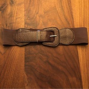 Wide Brown Elastic and Buckle Belt M/L